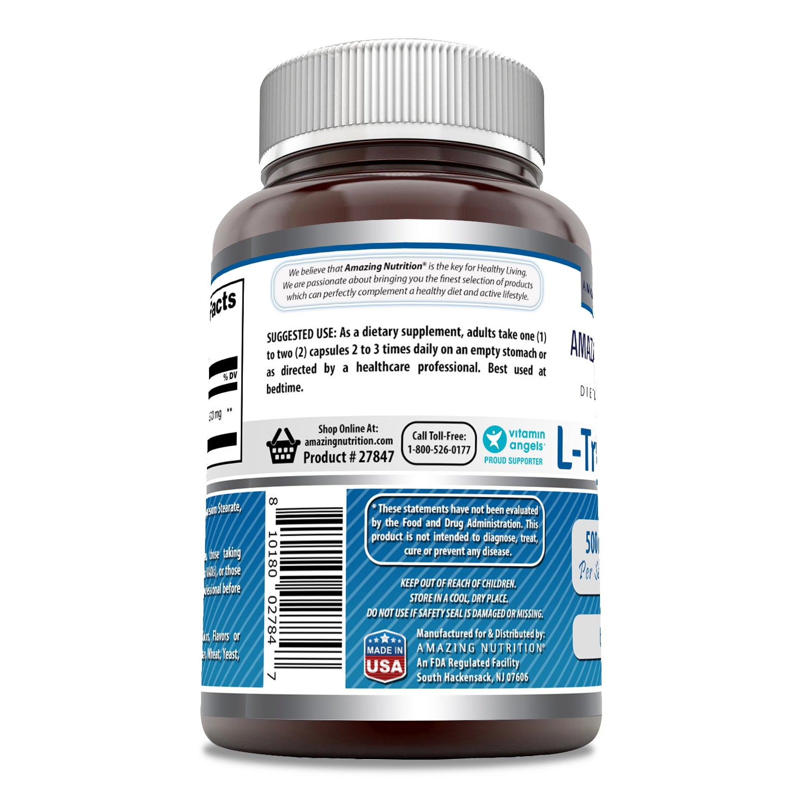 Amazing Formulas L-Tryptophan | 500 Mg | 60 capsules