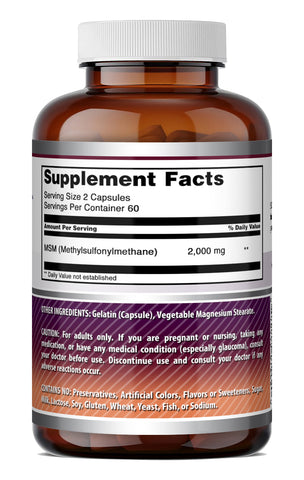 Image of Amazing Formulas MSM (Methylsulfonylmethane) 2000 Mg per Serving | 120 Capsules