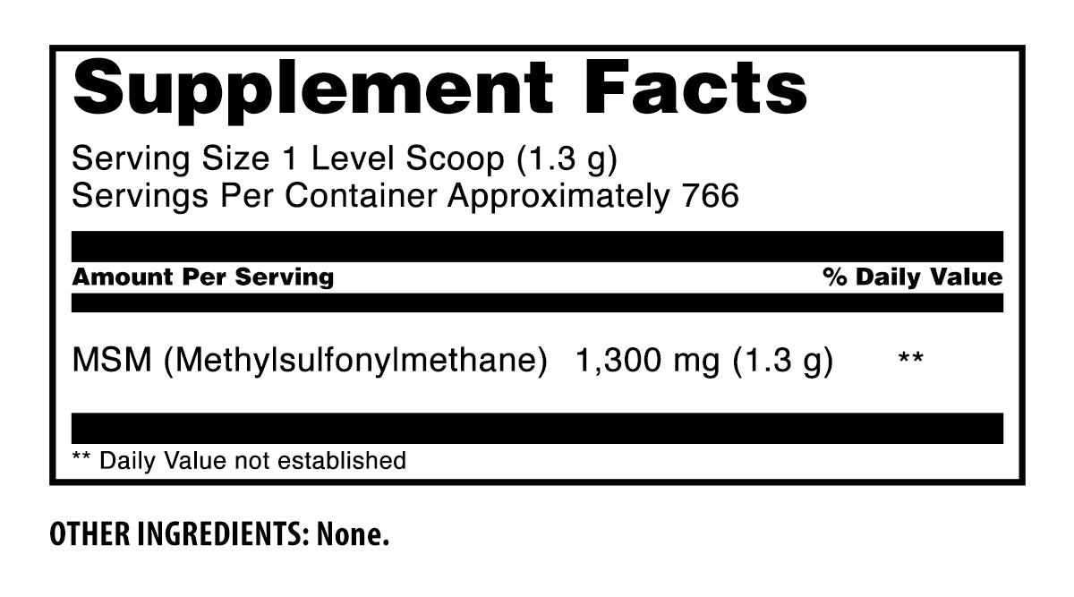 Amazing Formulas MSM (Methylsulfonylmethane) 1300 Mg per Serving | Unflavored Powder | 766 Servings (2.2 Lb | 907 Grams)