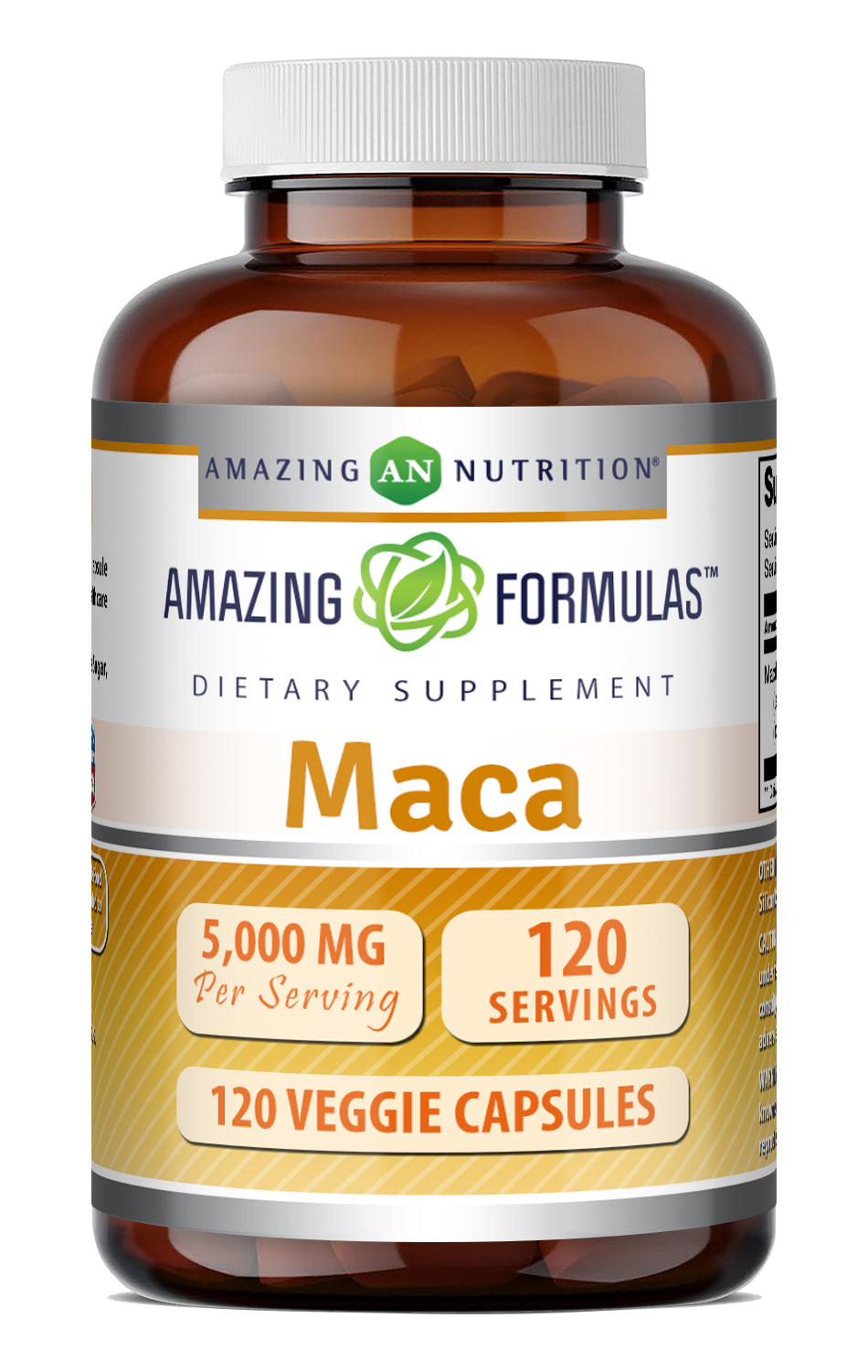 Amazing Formulas Maca (from 500 Mg of 10:1 Extract) | 5000 Mg Equivalent | 120 Veggie Capsules