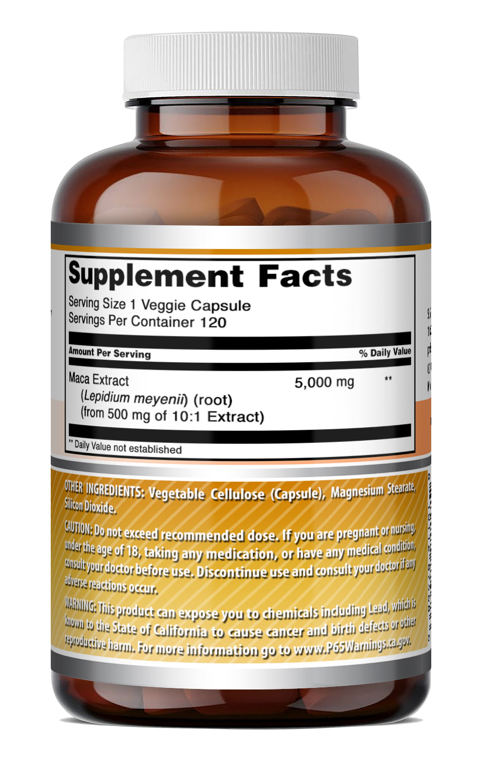 Amazing Formulas Maca (from 500 Mg of 10:1 Extract) | 5000 Mg Equivalent | 120 Veggie Capsules