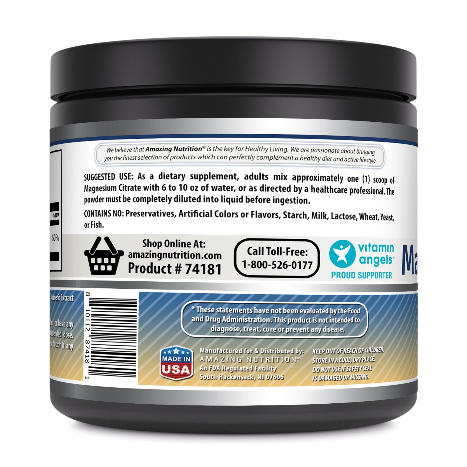 Amazing Formulas Magnesium Citrate | 200 Mg Per Serving | 166 Servings | Orange Flavor