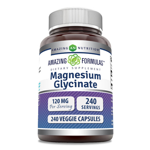 Image of Amazing Formulas Magnesium Glycinate | 120 Mg | 240 Veggie Capsules