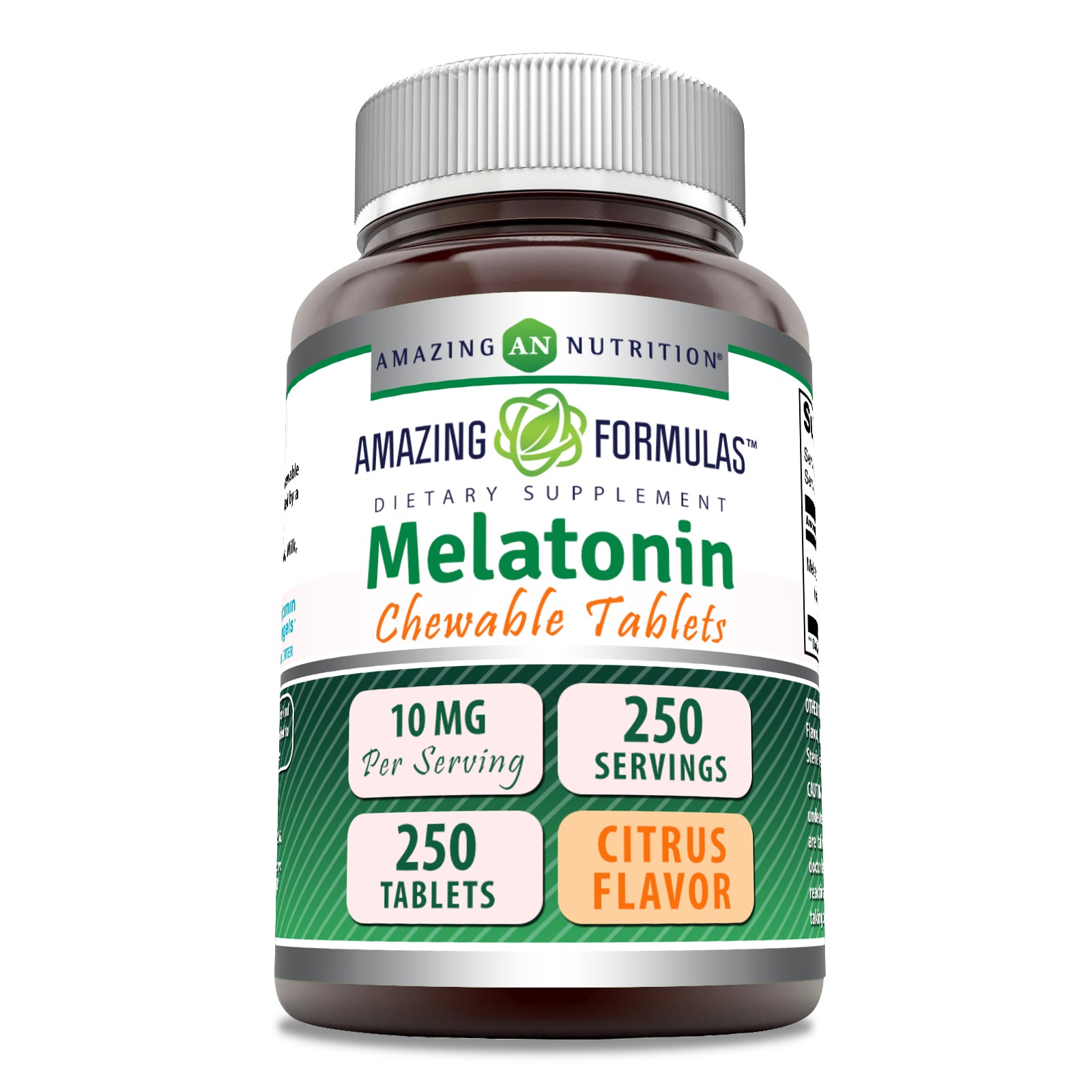 Amazing Formulas Melatonin | 10 Mg | 250 Chewable Tablets | Citrus Flavor