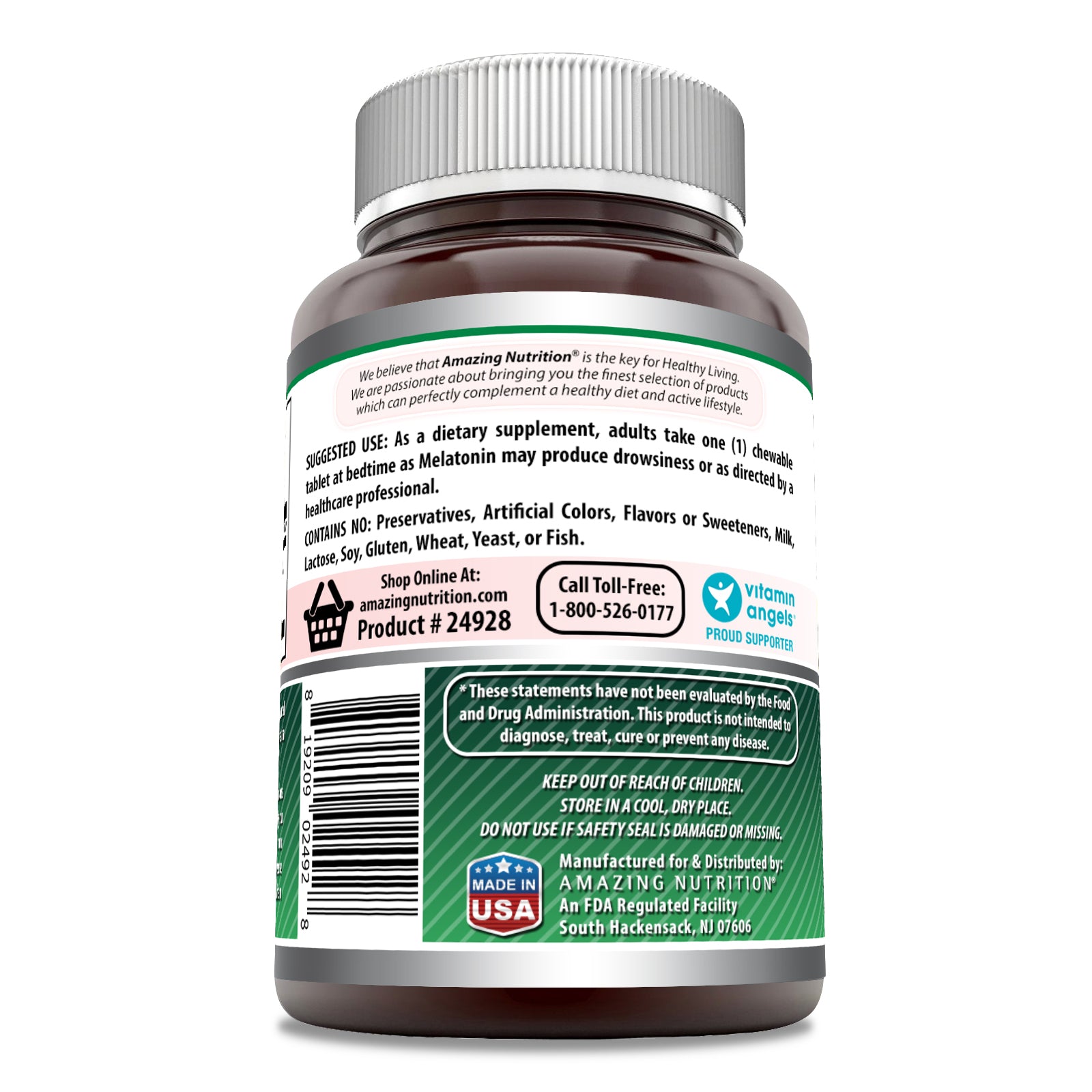 Amazing Formulas Melatonin | 10 Mg | 250 Chewable Tablets | Strawberry Flavor