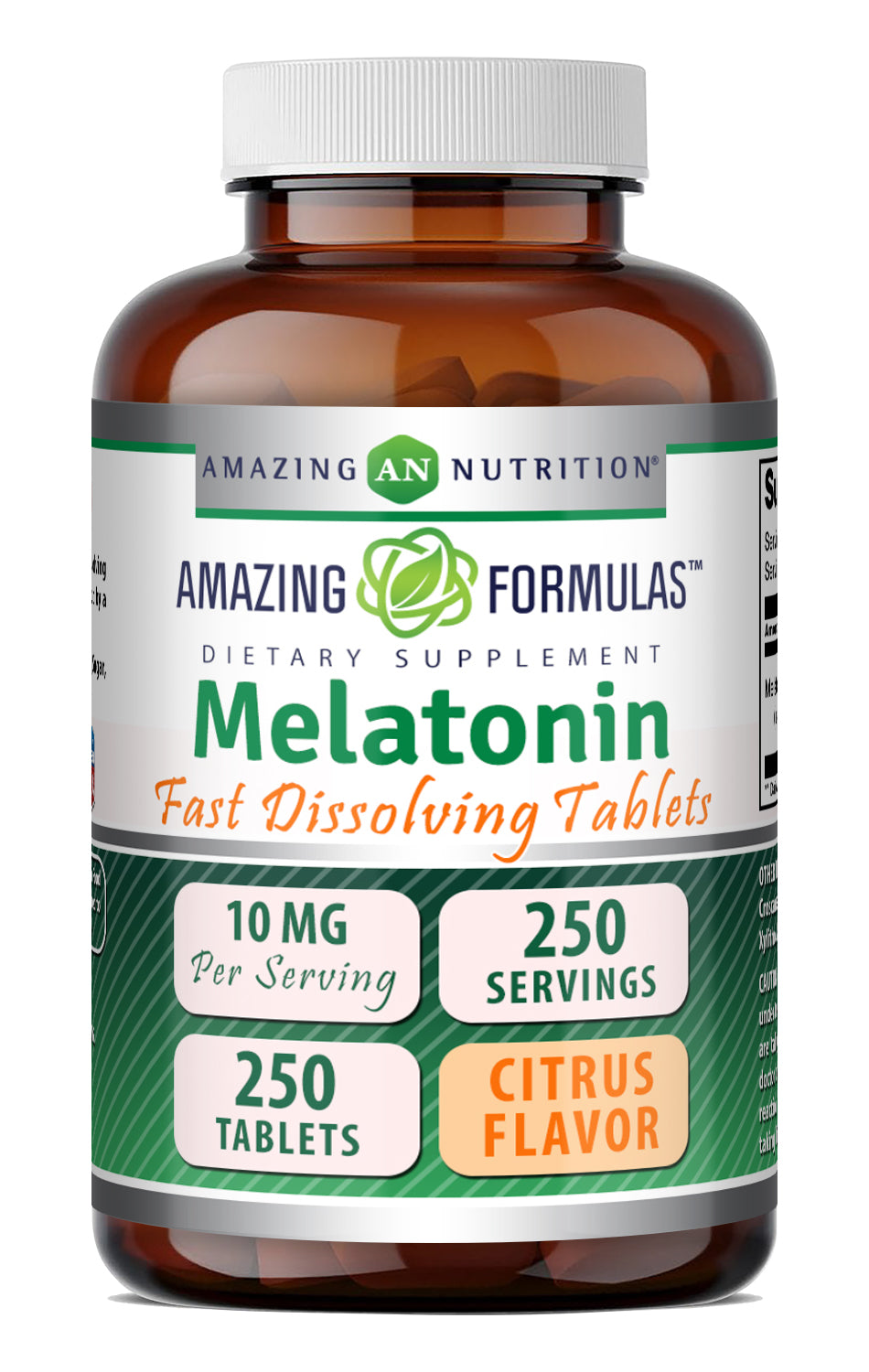 Amazing Formulas Melatonin 10 Mg | 250 Fast Dissolving Tablets | Citrus Flavor