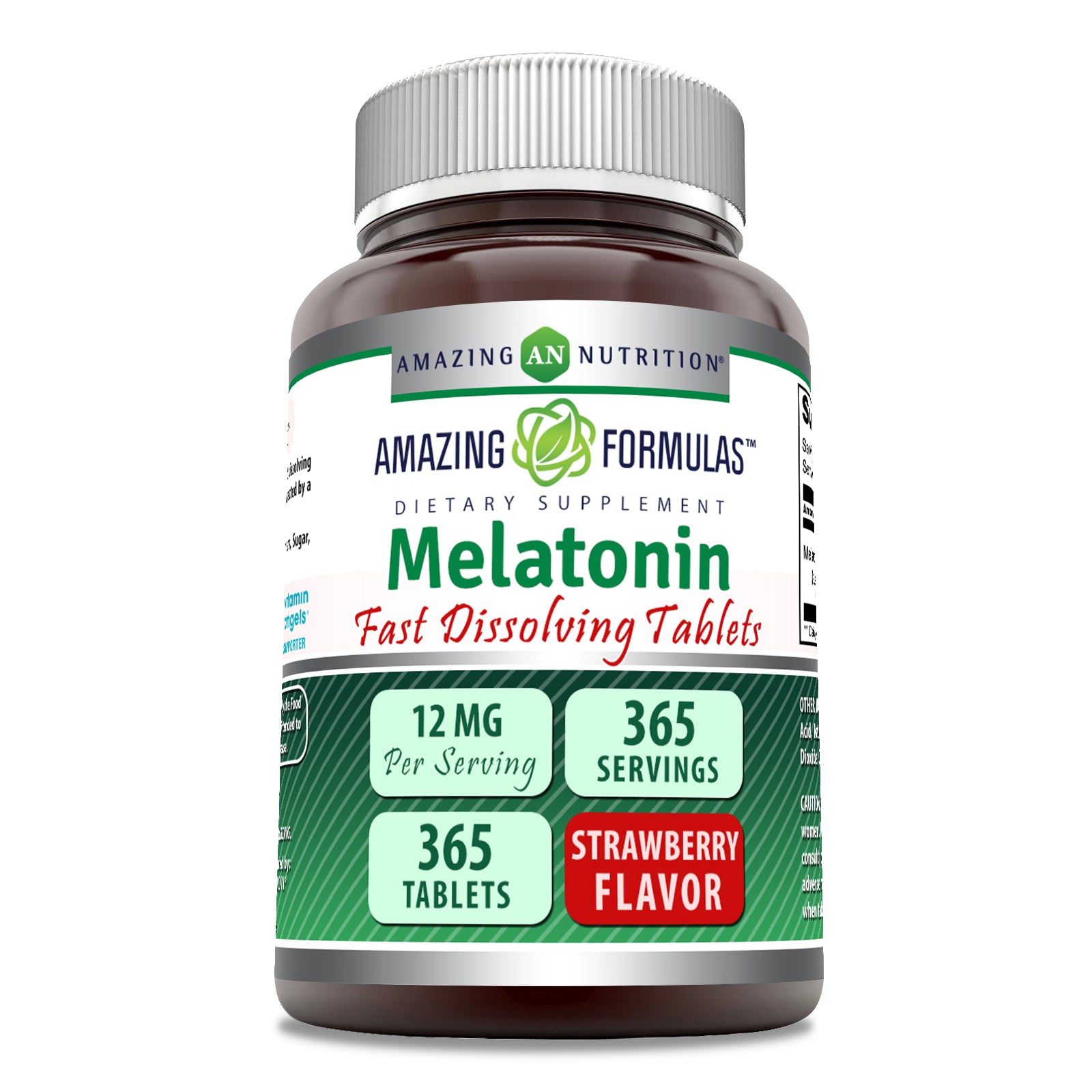 Amazing Formulas Melatonin 12 Mg | 365 Fast Dissolving Tablets | Strawberry Flavor