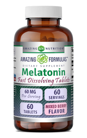Amazing Formulas Melatonin Fast Dissolving 60 Mg | 60 Tablets | Mixed Berry Flavor