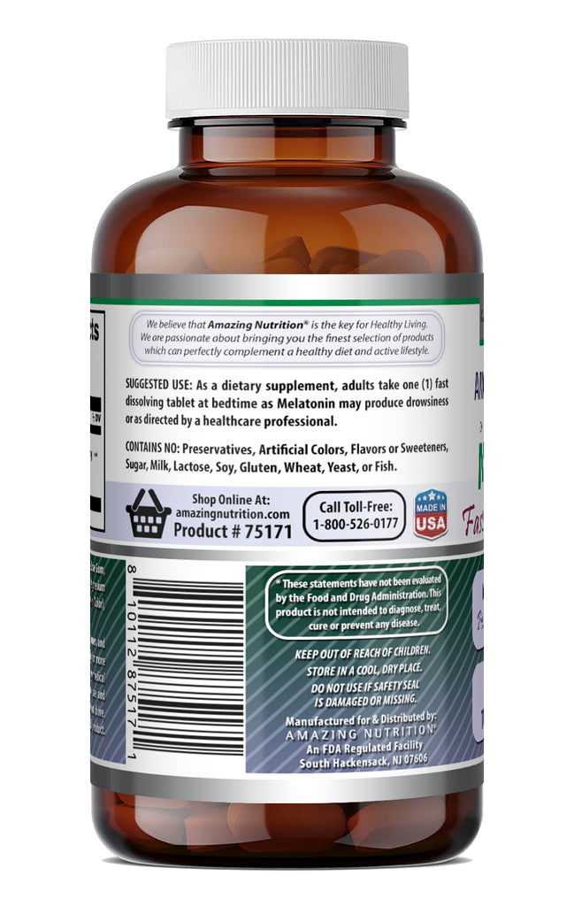 Amazing Formulas Melatonin Fast Dissolving 60 Mg | 60 Tablets | Mixed Berry Flavor