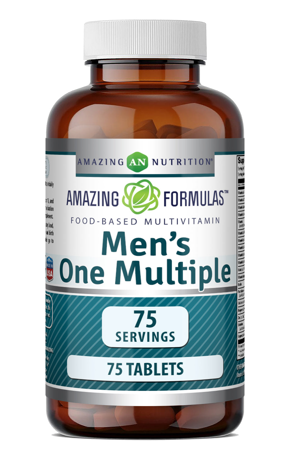Amazing Formulas Men's One Multivitamin | Food Based | 75 Tablets | Blend of Vitamins, Minerals & Probiotics