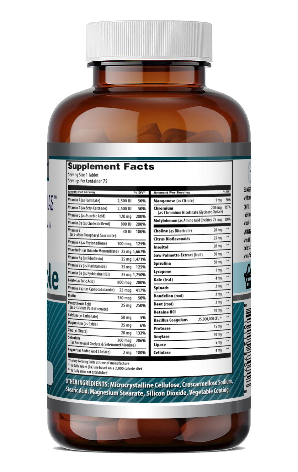 Amazing Formulas Men's One Multivitamin | Food Based | 75 Tablets | Blend of Vitamins, Minerals & Probiotics