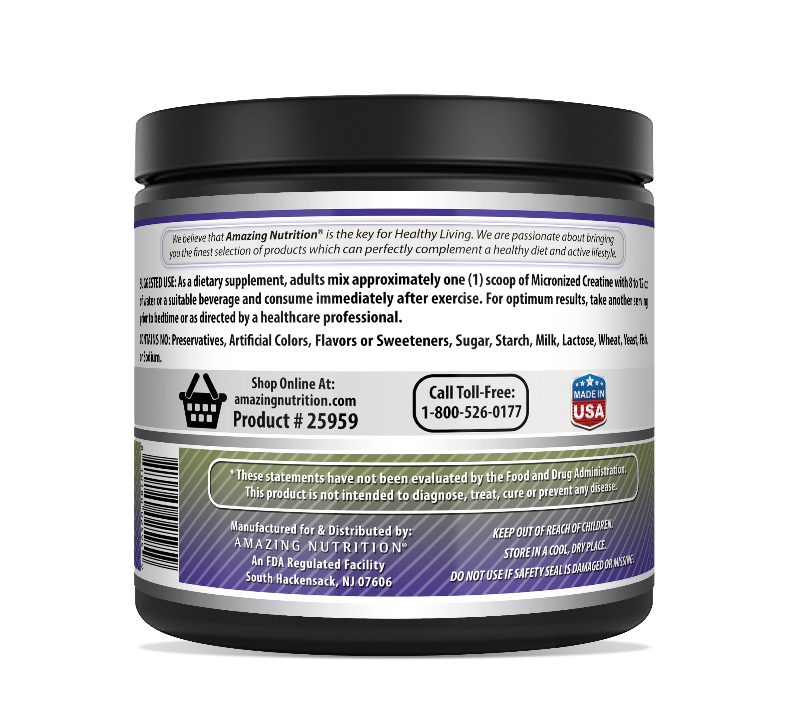 Amazing Formulas Creatine Micronized 5 Grams | 1 LB (454 G) Unflavored Pre & Post-Workout Powder | 90 Servings