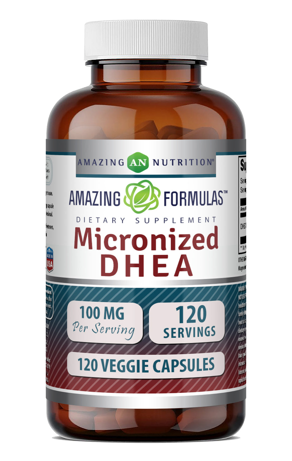 Amazing Formulas Micronized DHEA 100 Mg | 120 Veggie Capsules