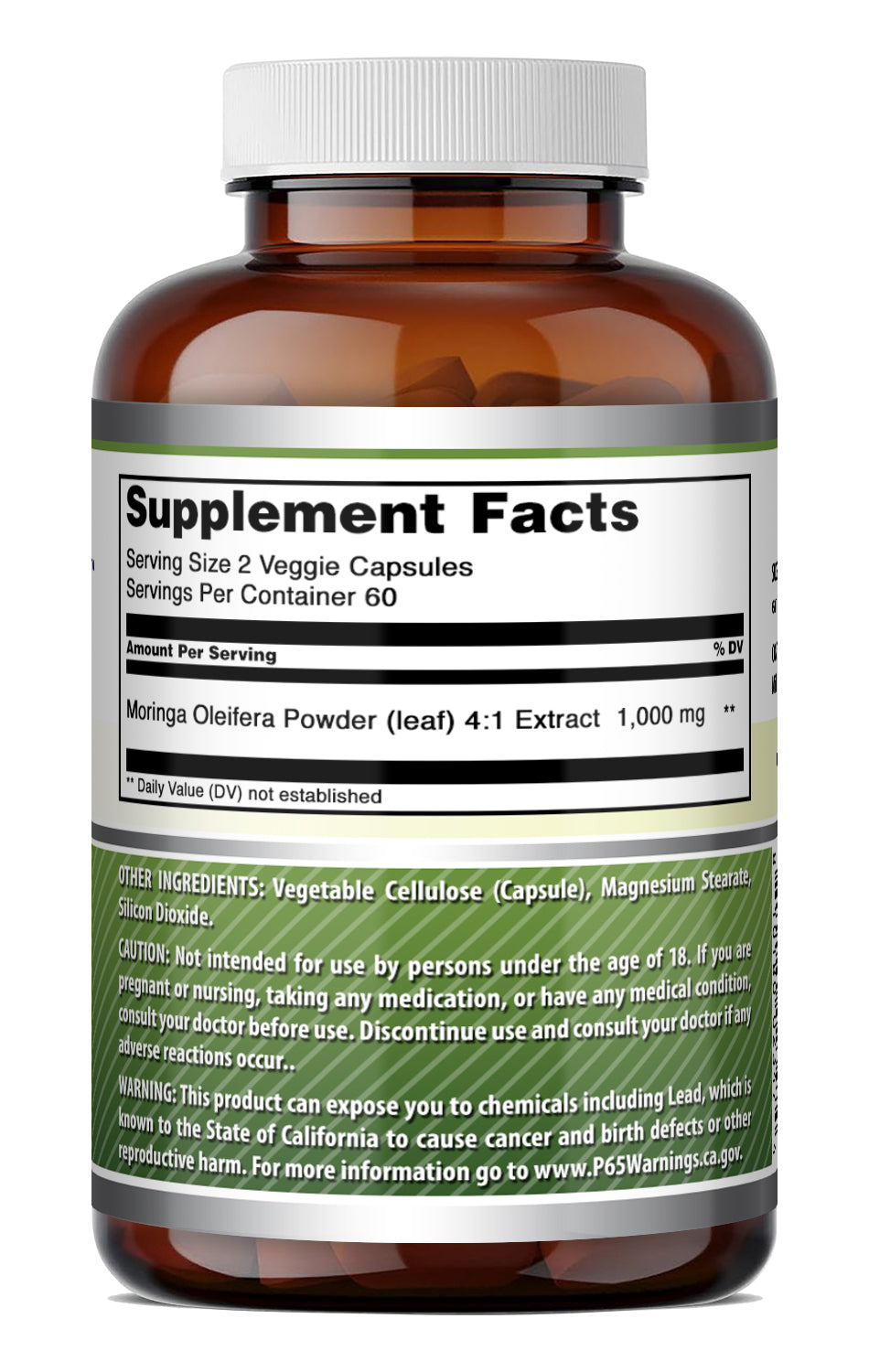 Amazing Formulas Moringa 4:1 Extract 1000 Mg per Serving | 120 Veggie Capsules