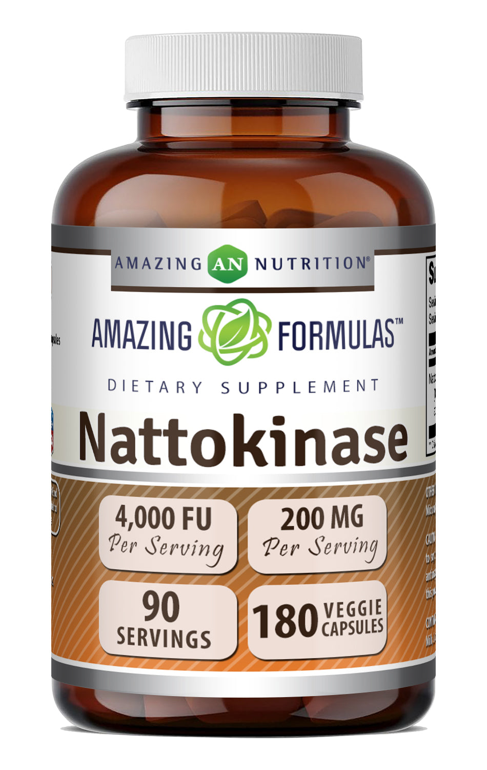 Amazing Formulas Nattokinase 200 Mg (4000 FUs of Enzyme) per Serving | 180 Veggie Capsules