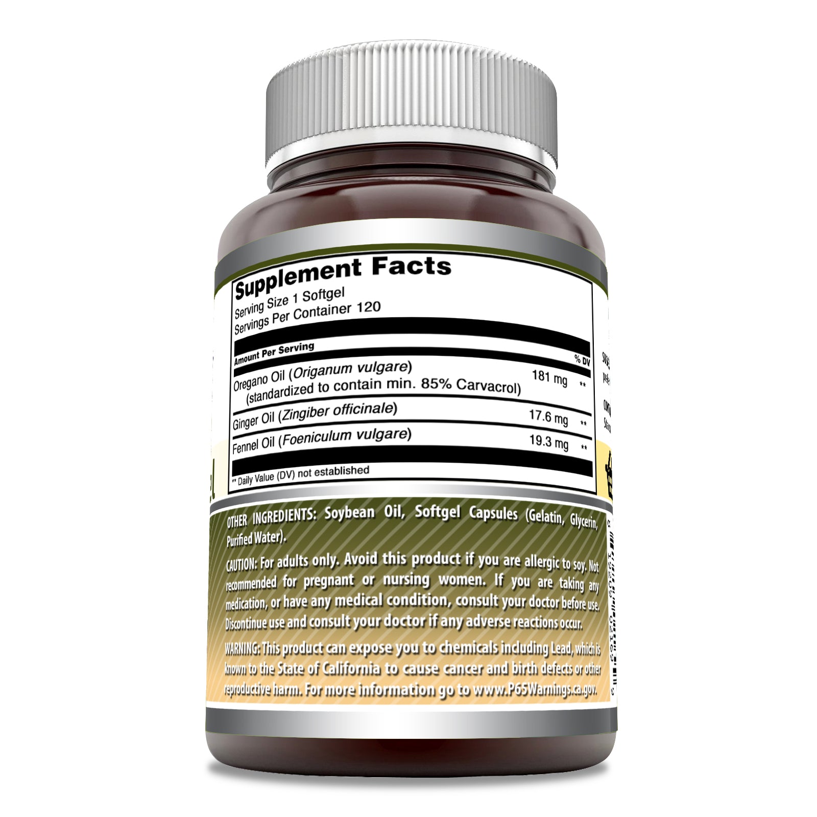 Amazing Formulas Oregano Ginger & Fennel | 120 Softgels