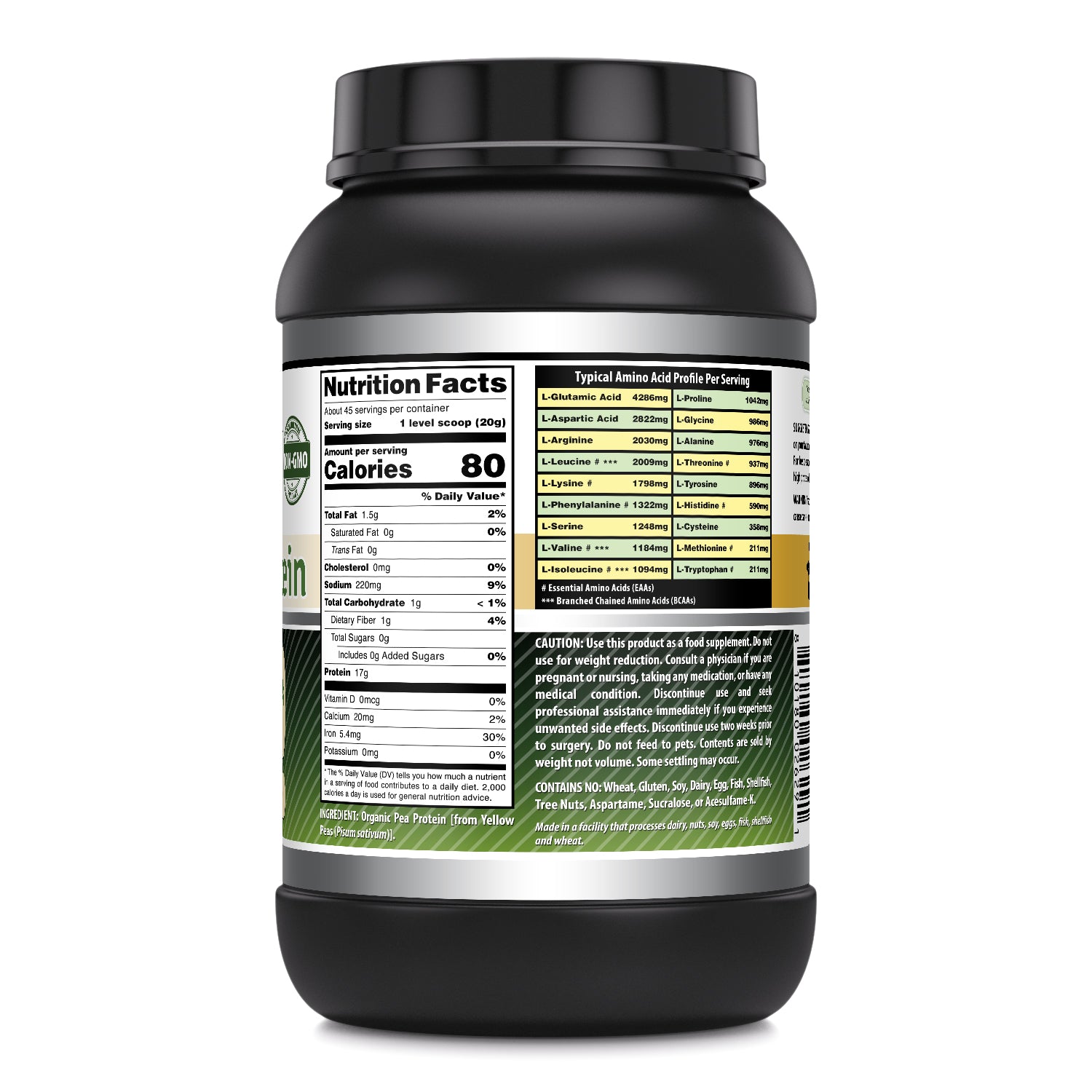 Amazing Formulas Organic Pea Protein | 17 Grams Protein | 2 Lb | Unflavored