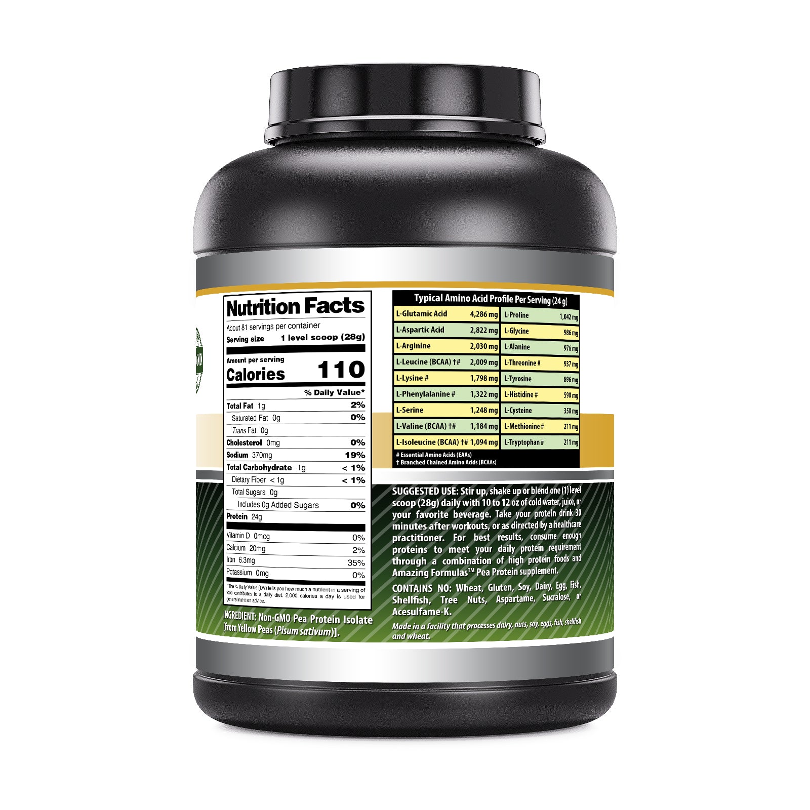 Amazing Formulas Pea Protein | 24 Grams Protein | 5 Lb Powder | Unflavored