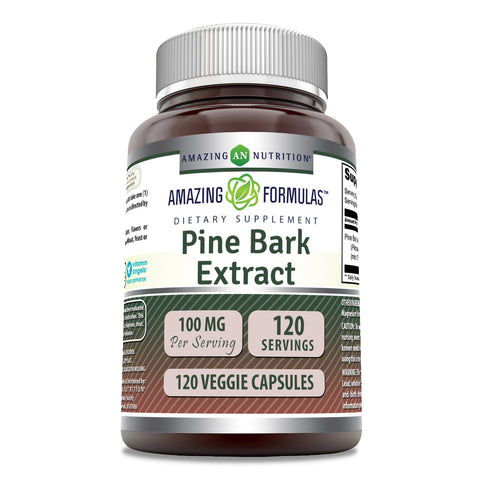 Image of Amazing Formulas Pine bark Extract | 100 Mg | 120 Veggie Capsules