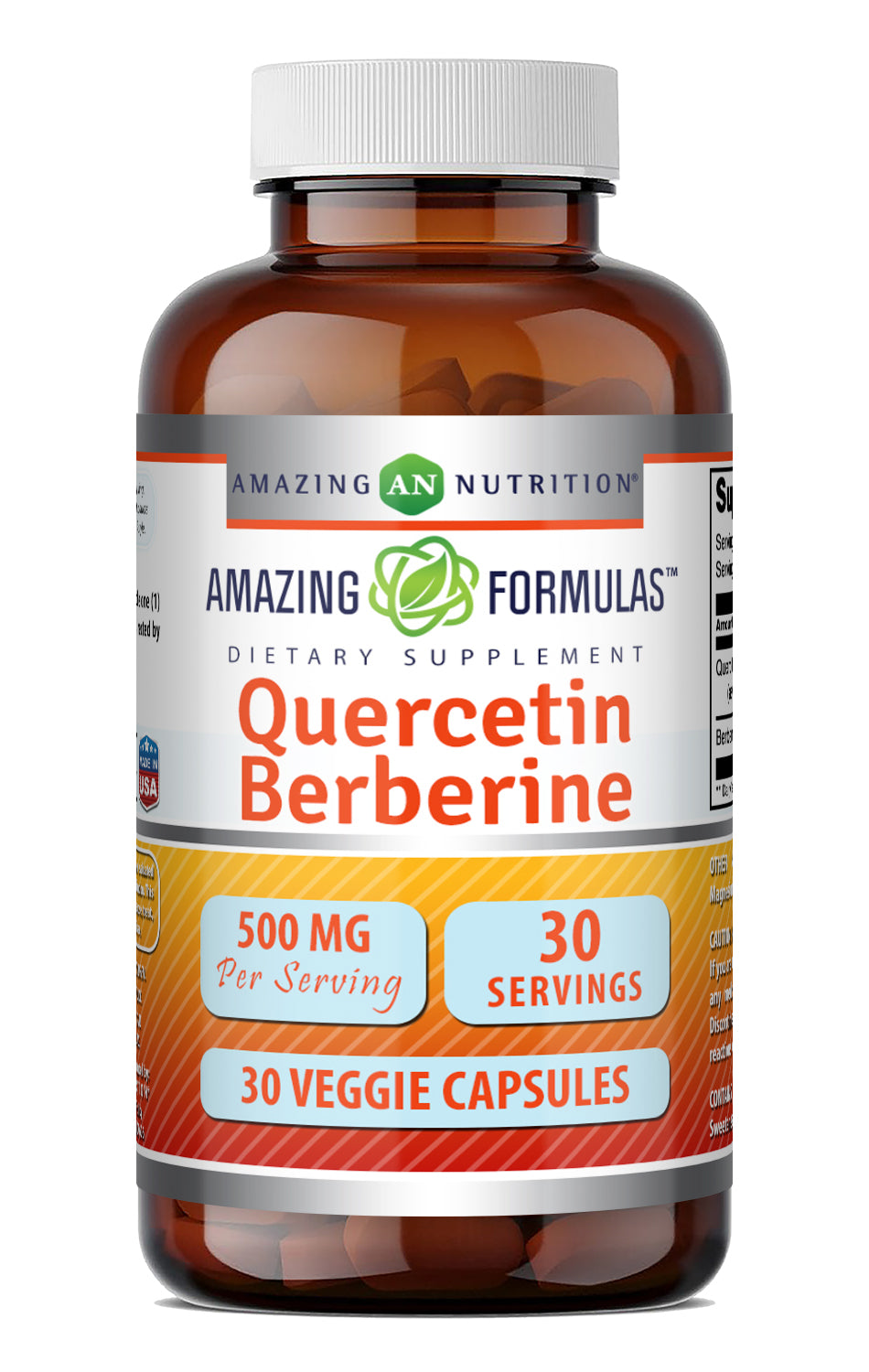 Amazing Formulas Quercetin Berberine 500 Mg per Serving | 30 Veggie Capsules