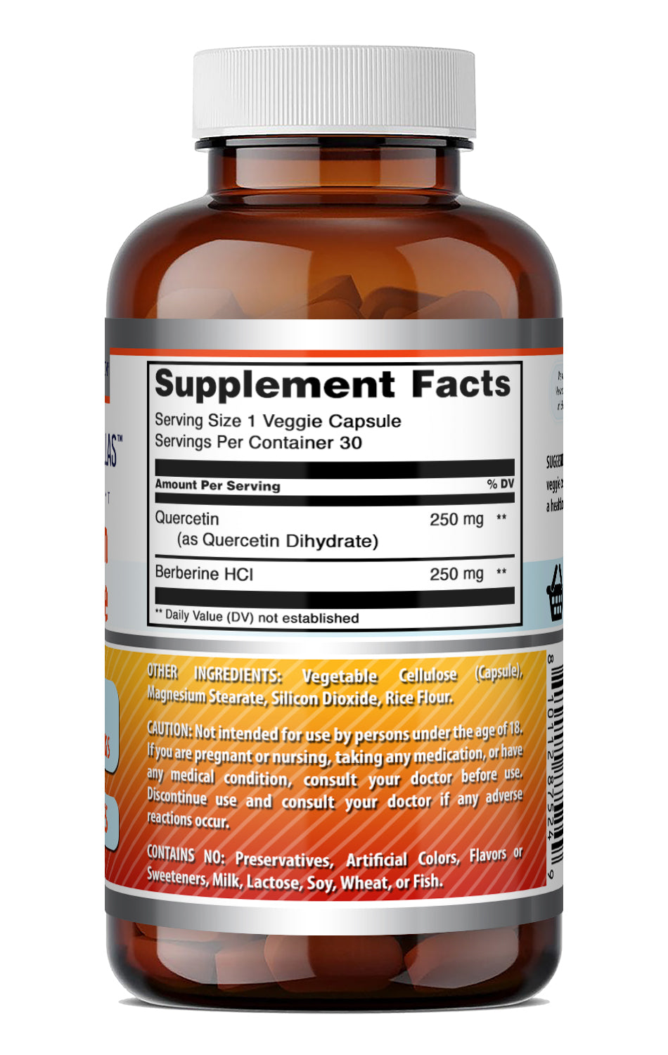 Amazing Formulas Quercetin Berberine 500 Mg per Serving | 30 Veggie Capsules