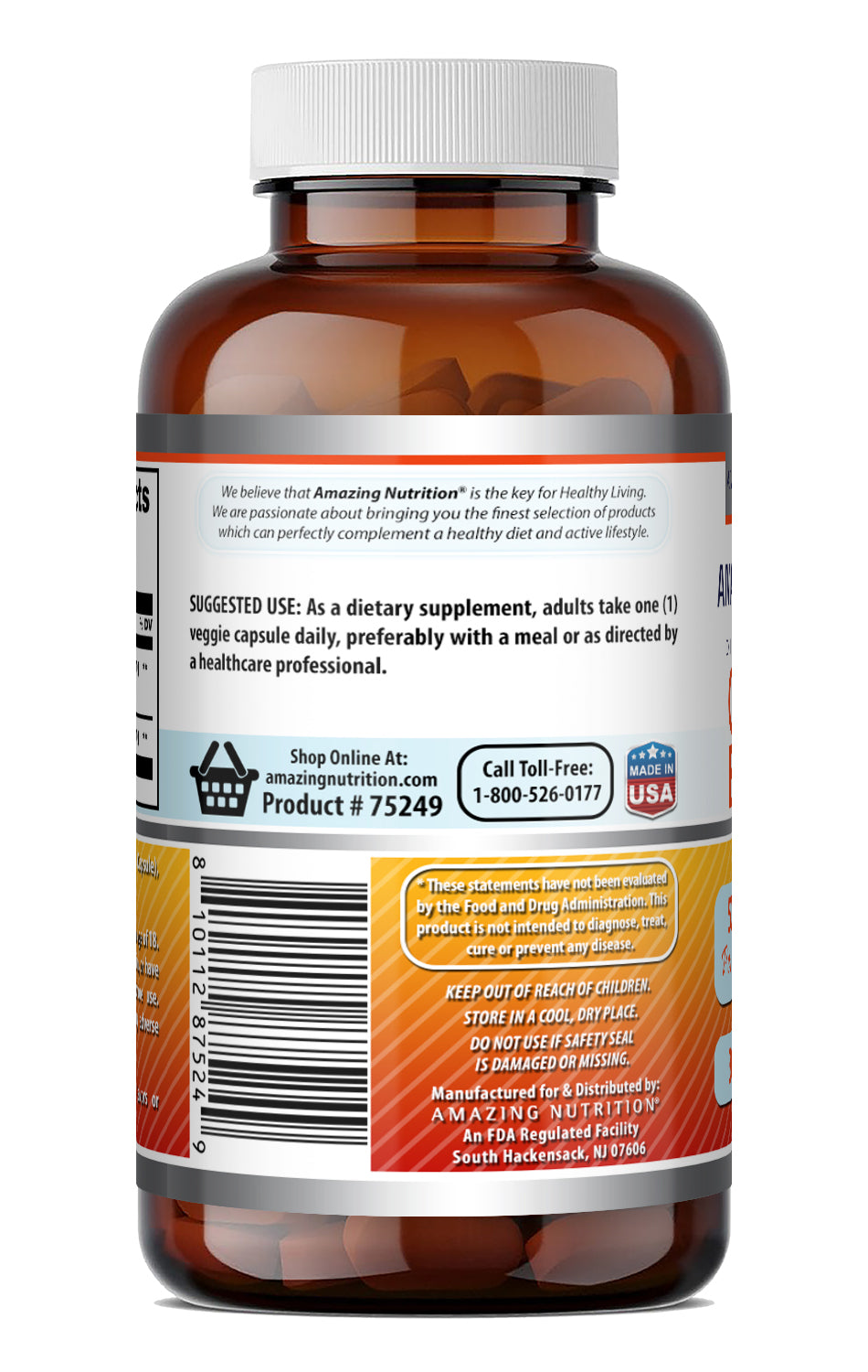 Amazing Formulas Quercetin Berberine 500 Mg per Serving | 30 Veggie Capsules