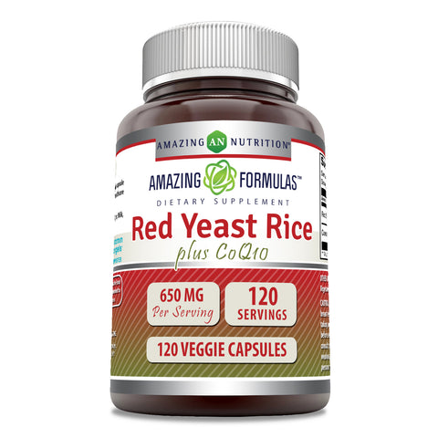 Image of Amazing Formulas Red Yeast Rice + CoQ10 | 650 Mg | 120 Veggie Capsules