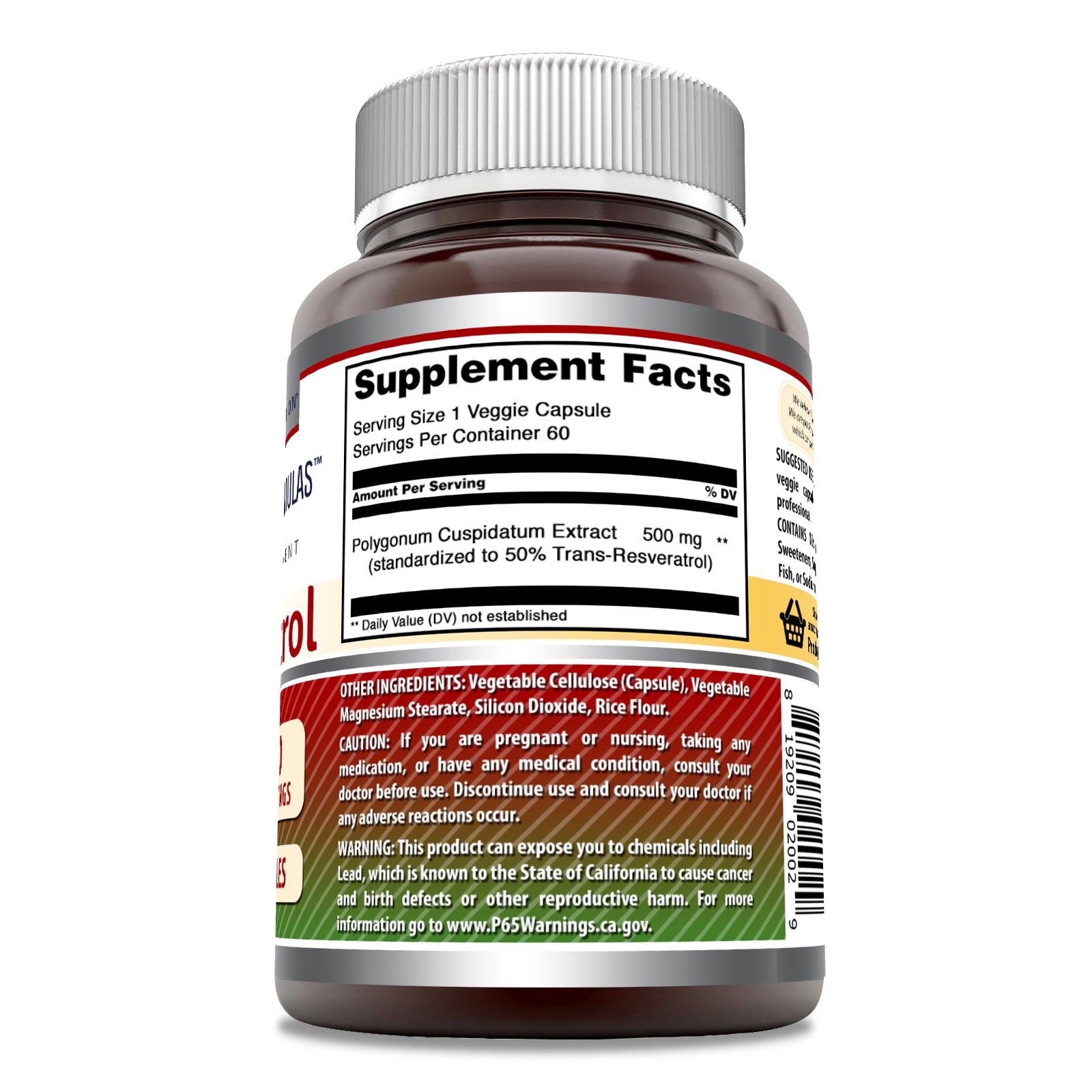 Amazing Formulas Resveratrol | 500 Mg | 60 Veggie Capsules