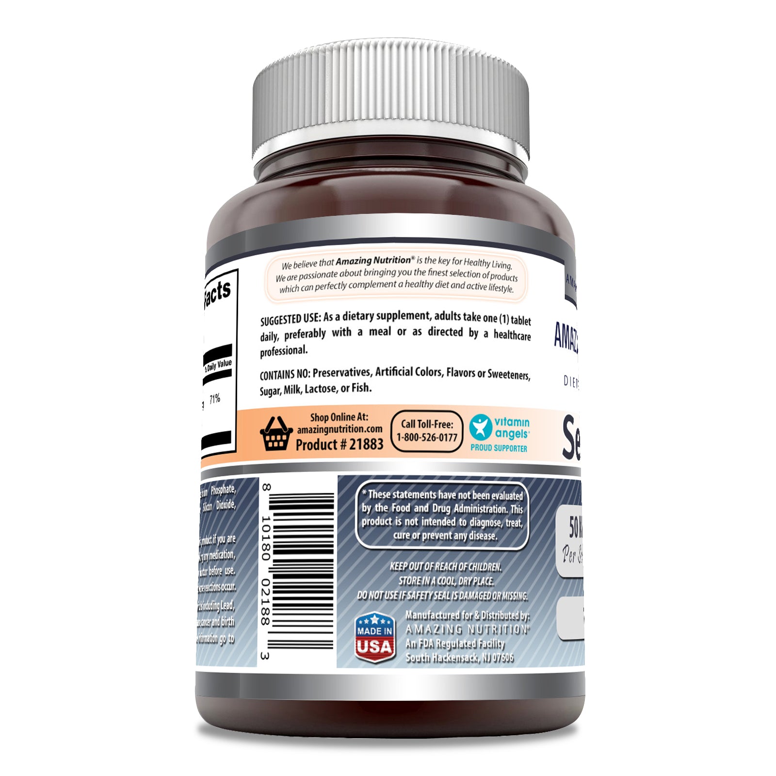 Amazing Formulas Selenium | 50 Mcg | 180 Tablets