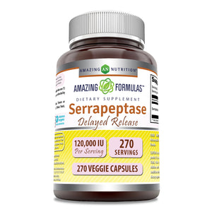 Amazing Formulas Serrapeptase | 120,000 IU | 270 Veggie Capsules