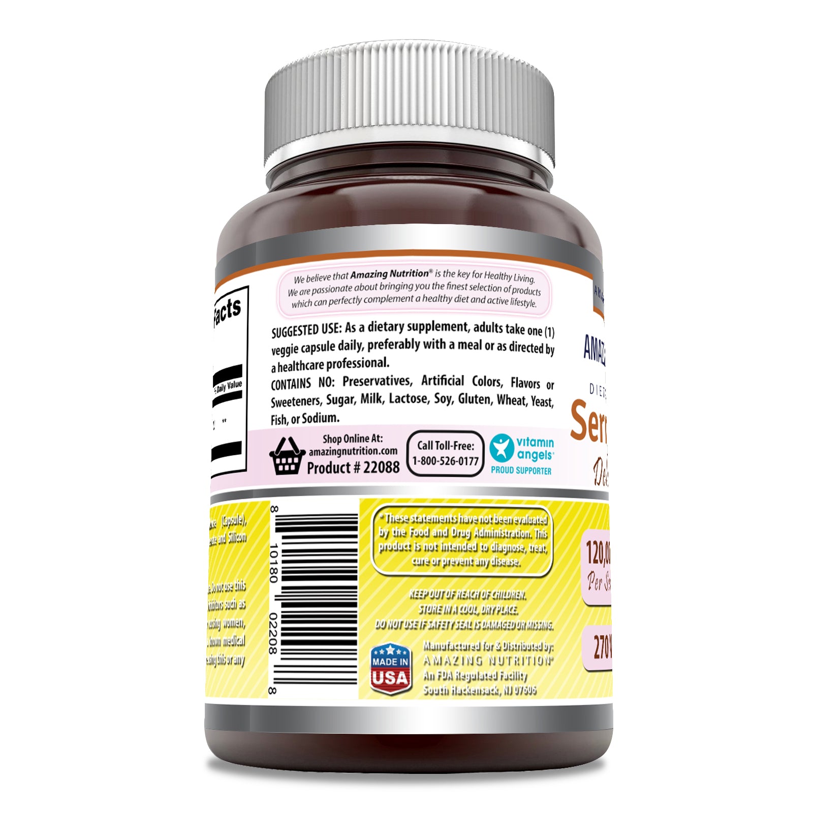 Amazing Formulas Serrapeptase | 120,000 IU | 270 Veggie Capsules