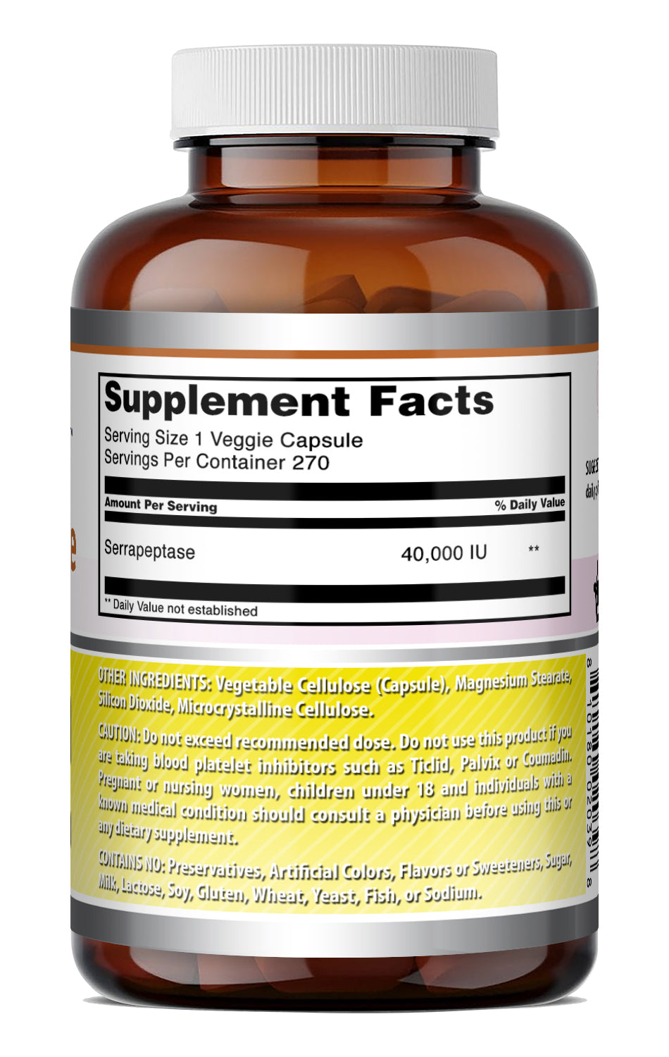 Amazing Formulas Serrapeptase Delayed Release 40000 IU | 270 Veggie Capsules