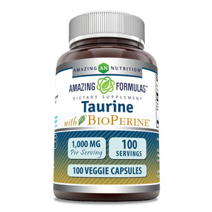 Amazing Formulas Taurine with Bioperine | 1000 Mg | 100 Veggie Capsules