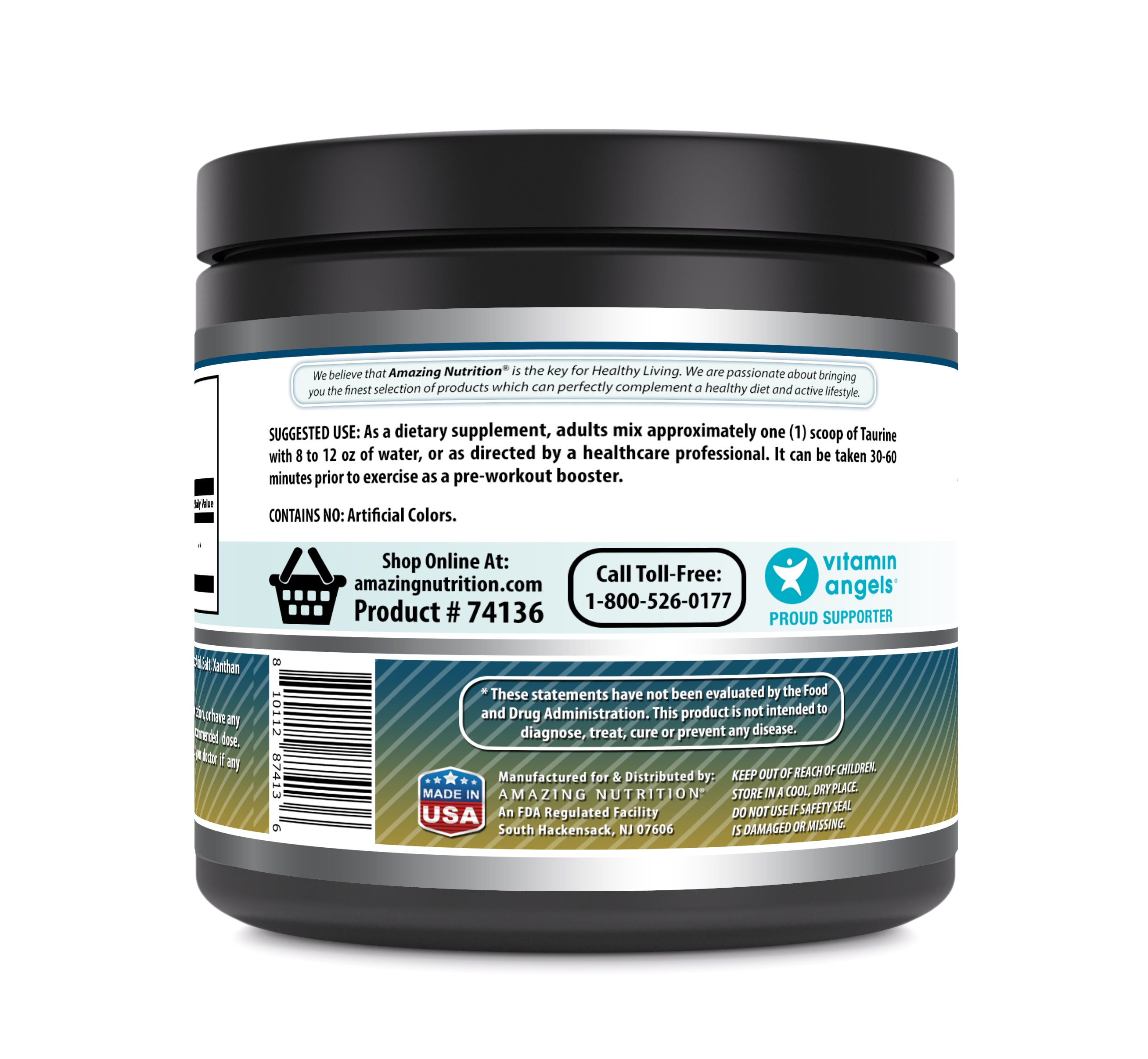 Amazing Formulas Taurine Powder | 2 Grams Per Serving | 90 Servings | Fruit Punch Flavor
