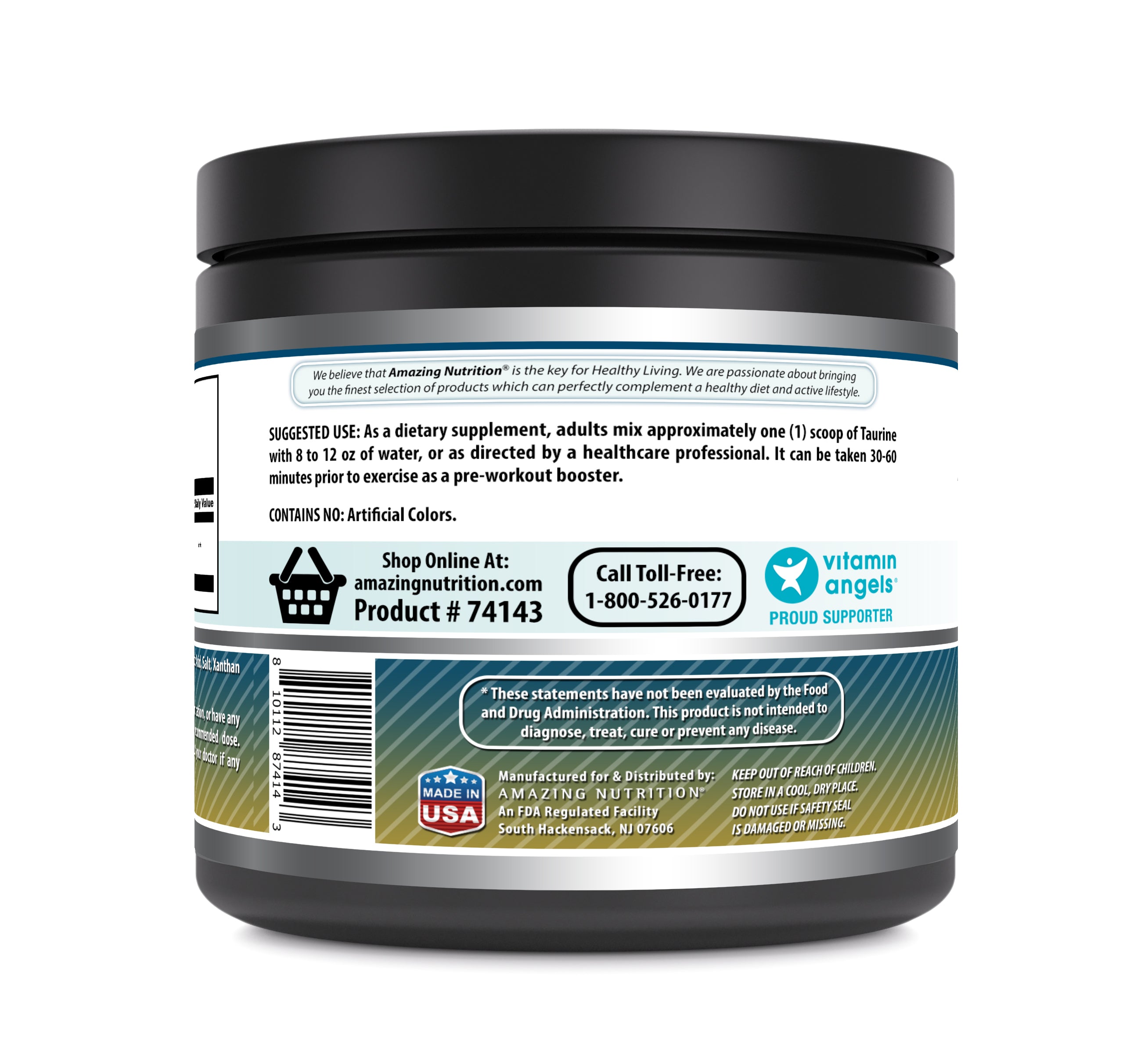 Amazing Formulas Taurine Powder | 2 Grams Per Serving | 90 Servings | Wild Berry Flavor