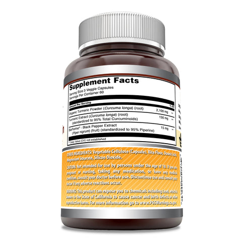 Image of Amazing Formulas Turmeric Curcumin BioPerine  | 2250 Mg Per Serving | 180 Veggie Capsules