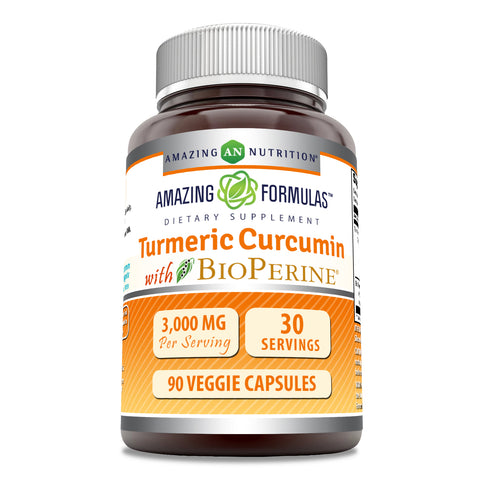 Image of Amazing Formulas Turmeric Curcumin with Bioperine | 3000 Mg Per Serving | 90 Veggie Capsules