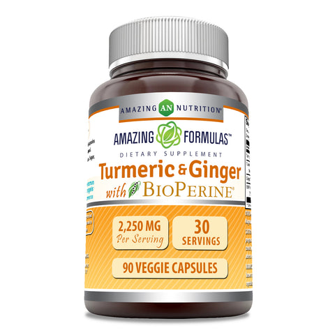 Image of Amazing Formulas Turmeric & Ginger With BioPerine | 2250 Mg Per Serving | 90 Veggie Capsules