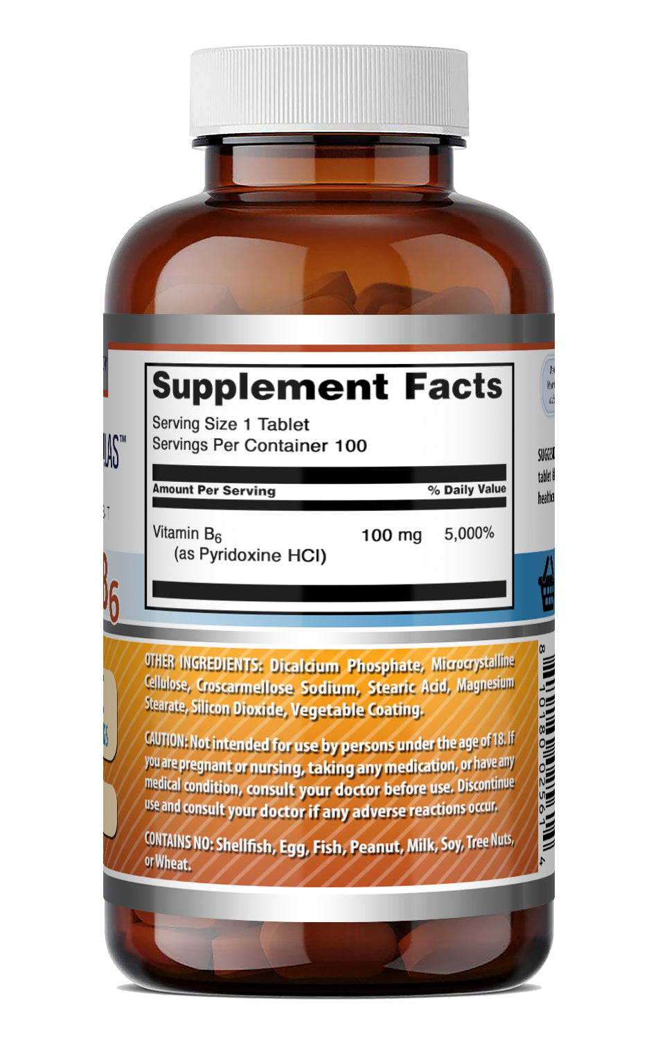 Amazing Formulas Vitamin B6 (as Pyridoxine HCl) 100 Mg | 100 Tablets