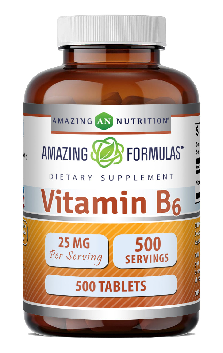 Amazing Formulas Vitamin B6 (as Pyridoxine HCl) 25 Mg | 500 Tablets