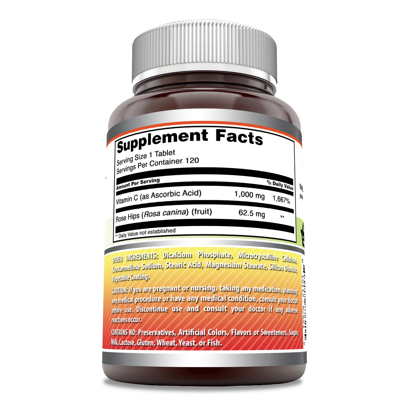 Amazing Formulas Vitamin C with Rose Hips | 1000 Mg | 120 Tablets