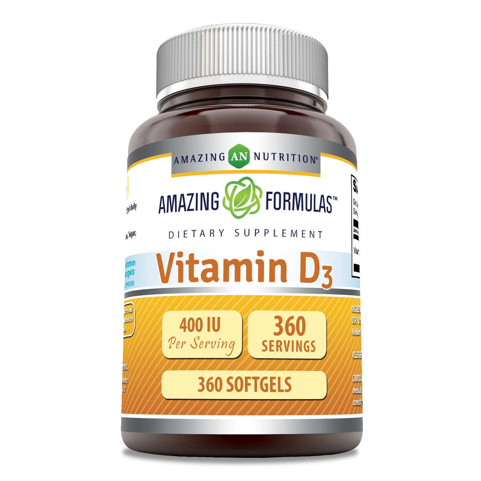 D3 Square Amazing Formulas Vitamin D3 | 400 IU | 360 Softgels – Amazing Nutrition