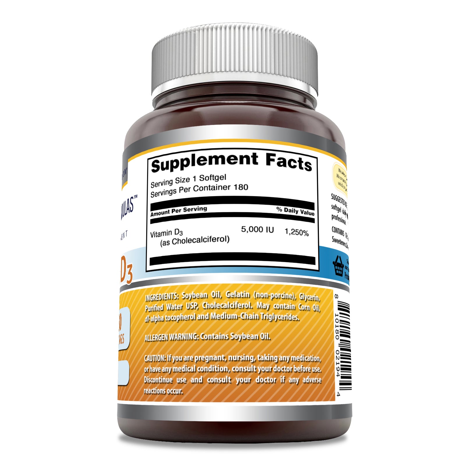 Amazing Formulas Vitamin D3 | 5000 IU | 180 Softgels