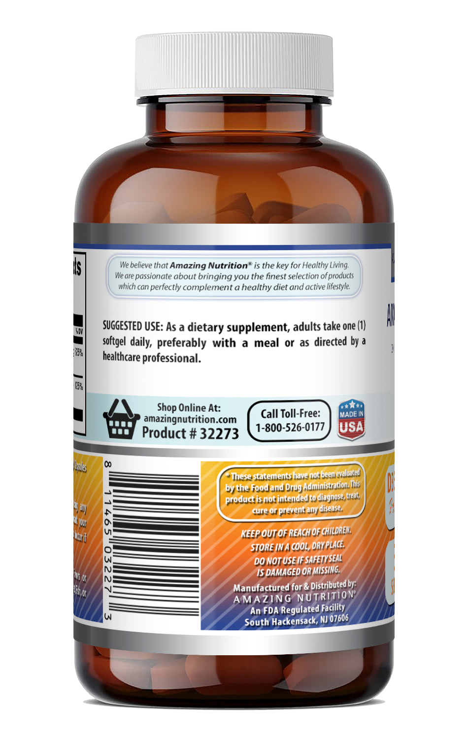 Amazing Formulas Vitamin D3 (as Cholecalciferol) 5000 IU + Vitamin K2 100 Mcg | 300 Softgels