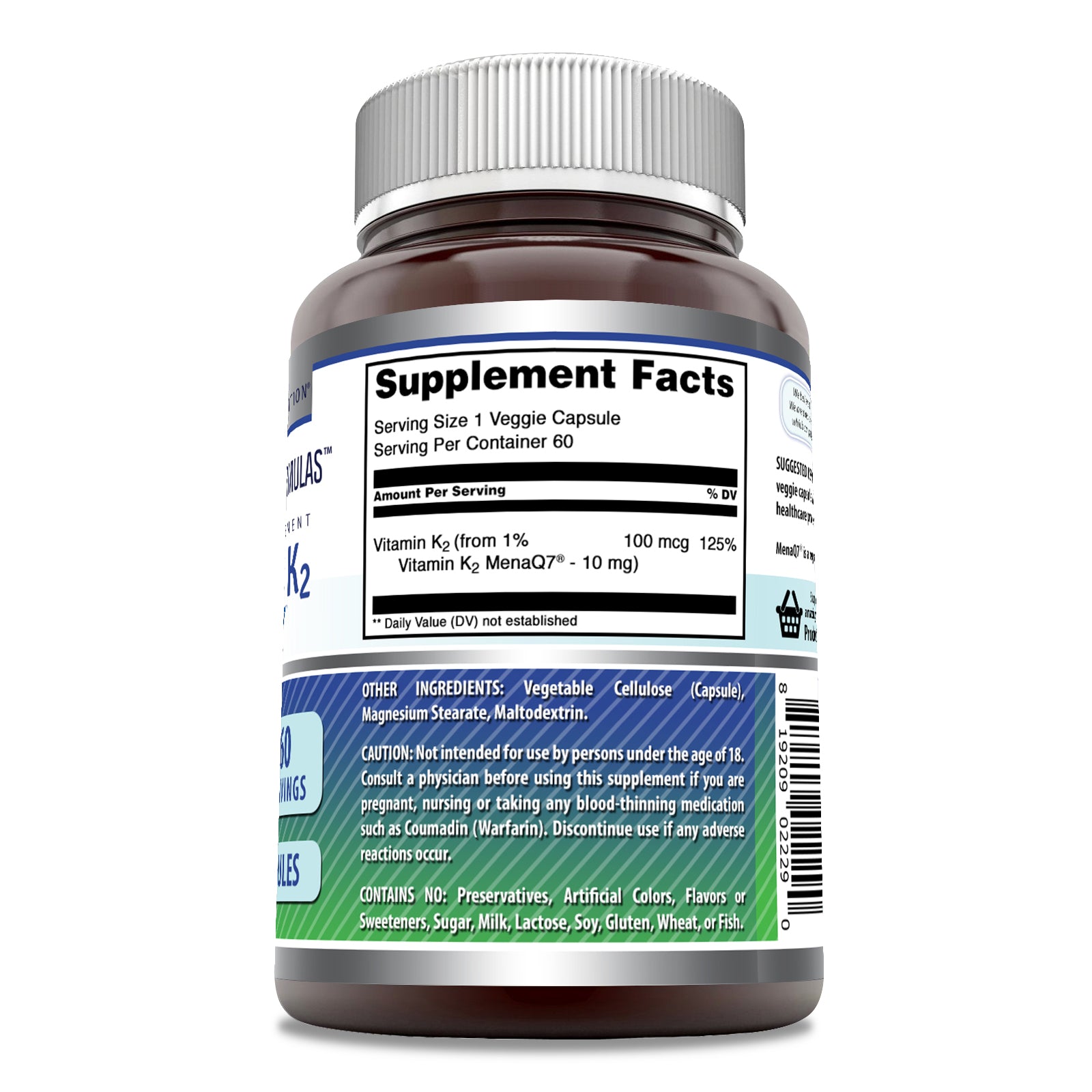 Amazing Formulas Vitamin K2 MenaQ7 | 100 Mcg | 60 Veggie Capsules