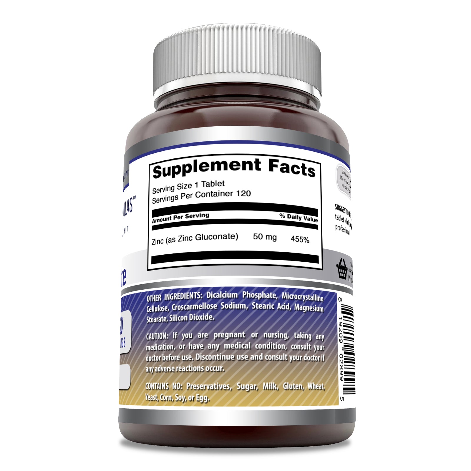 Amazing Formulas Zinc Gluconate | 50 Mg | 120 Tablets