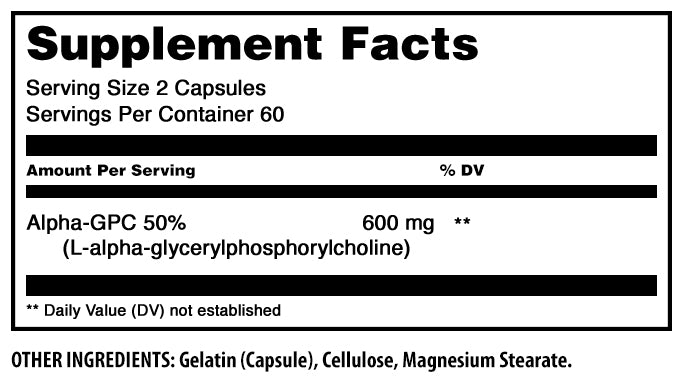 Amazing Formulas Alpha-GPC | 600 Mg Per Serving | 120 Capsules