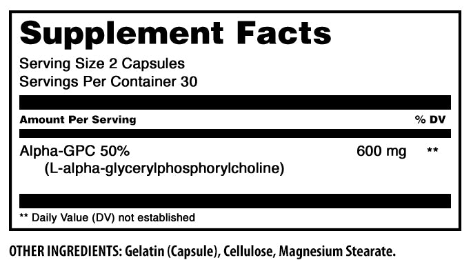 Amazing Formulas Alpha-GPC | 600 Mg Per Serving | 60 Capsules