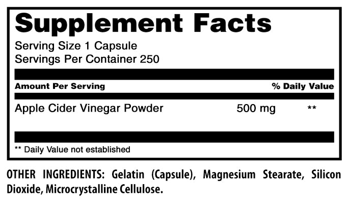 Amazing Formulas Apple Cider Vinegar | 500 Mg | 250 Capsules