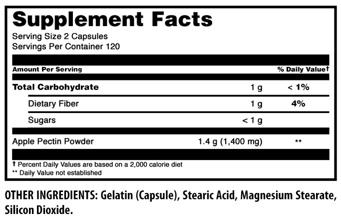 Amazing Formulas Apple Pectin | 1400 mg Per Serving | 240 Capsules
